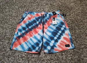New Rip Curl Laydays Board Shorts Mens Medium Blue Red Tie Dye Drawstring - Picture 1 of 10