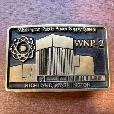 VTG Bronze Washington Public Power Supply System WPPSS WNP-2 Nuclear Belt Buckle - Image 1 of 2