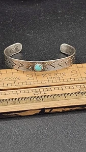 Vintage Sterling Silber Baby Armreif Armband • Handgestempelt Pfeile • Türkis... - Bild 1 von 15