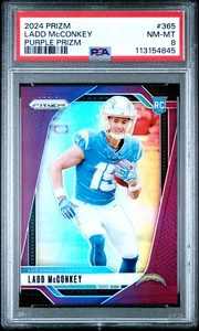 2024 Ladd McConkey #365 Purple Prizm PSA 8 Rookie # /125 Optic Rated Select RC - Picture 1 of 2