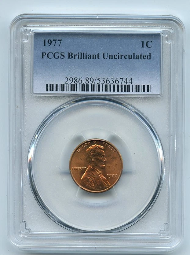 1977 1C Lincoln Cent PCGS Brilliant Uncirculated BU - Image 1 of 1
