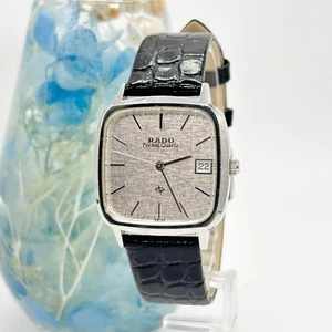 RADO M1180271 Vintage Silber Zifferblatt Datum W34mm Analog Quarz Herrenuhr - Bild 1 von 11