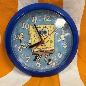 Vintage 2002 Spongebob Squarepants 8" Blue Wavy Arms Wall Clock Free Fast Ship - Picture 1 of 6