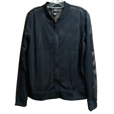 Sudadera Victoria Secret Sport Negra Malla Manga Larga Cremallera Completa - Talla Pequeña Foto 1 de 4