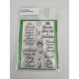 Poppy Stamps Love and Friendship Clear Rubber Stamp Set - Picture 1 of 2