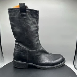 Officine Creative Wrinkled Effect Leather Mid Calf Moto Riding Boots Women 38.5  - Picture 1 of 8