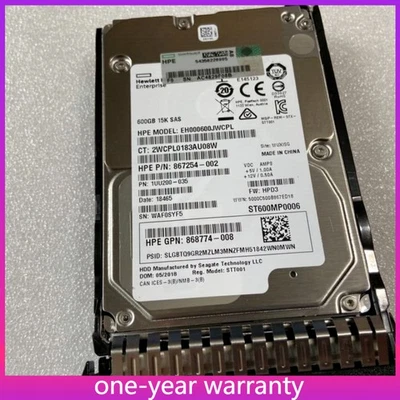 870757-B21 HP 600GB SAS 12G ENTERPRISE 15K SFF SC DS HDD 870794-001 - Image 1 of 4