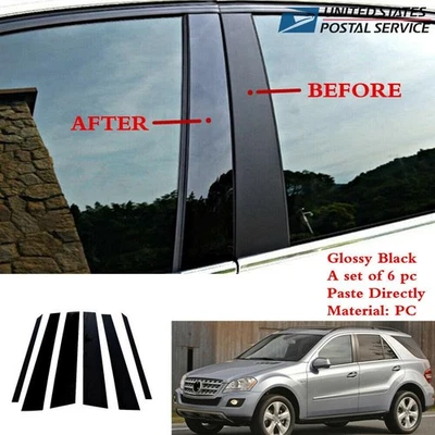 6Pcs Pillar Posts Door Window Trim For Mercedes Benz ML350 ML550 W164 2006-2011 Foto 1 de 4