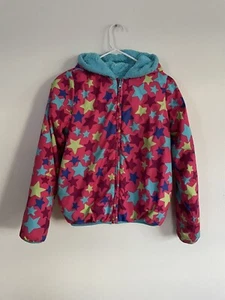 Hanna Andersson Jacket Coat Reversible pink Blue Stars Size 150/12 Years - Picture 1 of 5