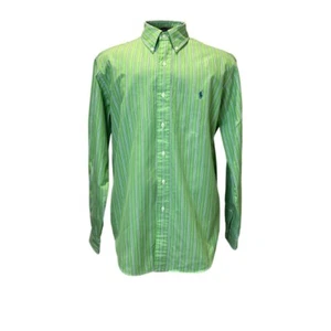 Ralph Lauren Striped Classic Fit Button Down Shirt Green White Stripe LS Size L - Picture 1 of 6