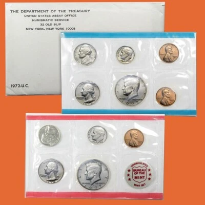 1972 U.S. Mint Set ~ 11 Coins ~ P & D ~ Uncirculated Government Packaging OGP - Image 1 of 3