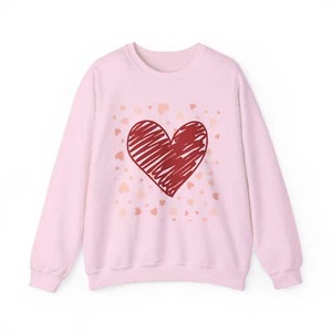 Valentines Retro Heart Sweatshirt, Cute Love Crewneck, Womens Valentine - Picture 1 of 37