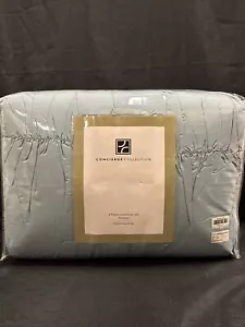 Concierge Collection AQUA Blue Comforter & Shams CALIFORNIA KING 3pc Ruched NEW - Picture 1 of 6