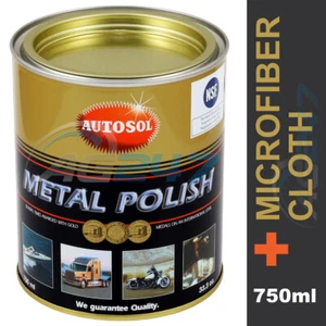 750ml Autosol Metall Politur Paste Chrom Aluminium Reiniger Dose + Mikrofasertuch - Bild 1 von 2