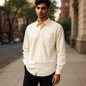 Geoffrey Beene Men's Yellow Long Sleeve Dress shirt Sz 16 (32/33) L - Picture 1 of 5