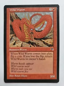 MTG Magic The Gathering Card Wild Wurm Summon Wurm Red Tempest 1997 - Picture 1 of 2