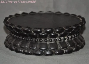 7'' Chinese natural Ebony Wood carved Buddhism Temple Lotus Buddha Base Statue - Picture 1 of 6