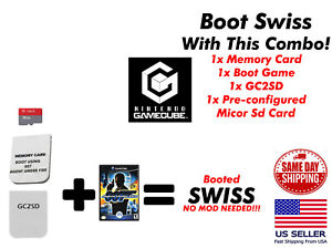 +SWISS GameCube Memory Card Booting SWISS SD Loader GC2SD Combo Plug and Play