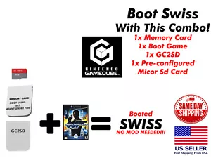 +SWISS GameCube Memory Card Booting SWISS SD Loader GC2SD Combo Plug and Play - Picture 1 of 2