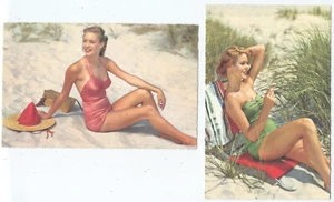 2 circa 1950 ITALIAN BATHING BEAUTIES One Smoking! - Picture 1 of 2