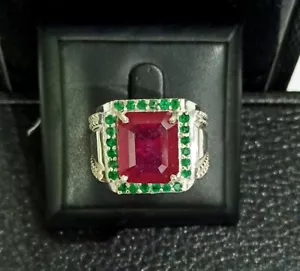 Heizbar Rubin & Onyx Edelstein Mit 14K Weiß Vergoldet Silberring für Herren - Bild 1 von 13