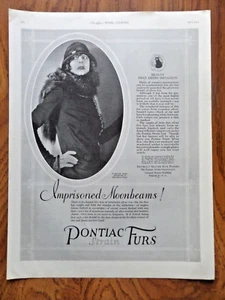 1925 Pontiac Strain Furs Ad Imprisioned Moonbeams Silver Fox - Picture 1 of 1