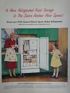 GE General Electric 1952 delantal refrigerador sala de codos grande anuncio original - Imagen 1 de 1
