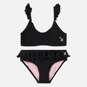 Hurley Girl's Two-Piece Ruffle Bikini Swim Set UPF 50+ (Big Kids) Black L (13-15 - Picture 1 of 7