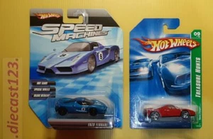 (lot of 2) ENZO FERRARI - Hot Wheels SPEED MACHINES Blue & HW TREASURE HUNTS Red - Picture 1 of 12
