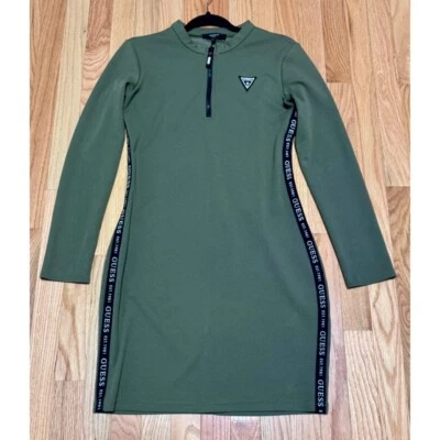 GUESS Y2K Streetwear Bodycon Dress Size Medium Logo Tape Stripe Athleisure 90s - Image 1 of 4