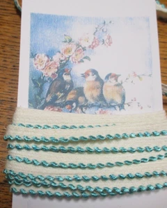 3 yd~1/4"  Vintage turquoise  Braid  Trim~doll ~scrapbooking - Picture 1 of 3