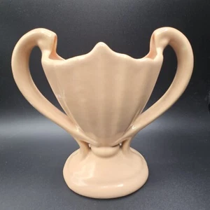 Vintage Camark Keramik Art Deco Pokal Vase Doppelhenkel rosa 30er-40er Jahre - Bild 1 von 14