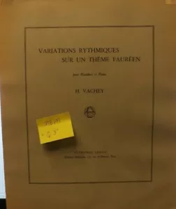 Oboe & Piano Variations Rythmiques Sur un Theme Faureen By H Vachey New Copy Q3 - Picture 1 of 4