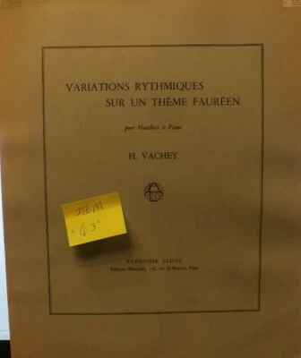Oboe & Piano Variations Rythmiques Sur un Theme Faureen By H Vachey New Copy Q3 - Image 1 of 4