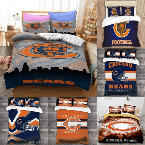 Chicago Bears 3 Pieces Bedding Set Pillowcases Quilt/Duvet/Comforter Cover Gifts Cover