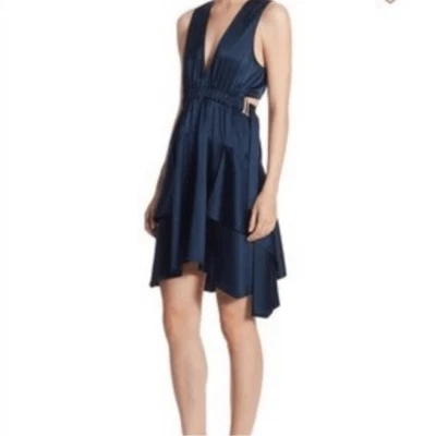 A.L.C Nahia Navy Blue Halter Silk Open Back Dress Size 6 - Image 1 of 4