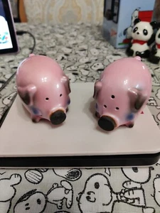 Magnetic Kissing Piggys Salt & Pepper Shakers Ceramic Pigs Farm House Decor - Picture 1 of 5