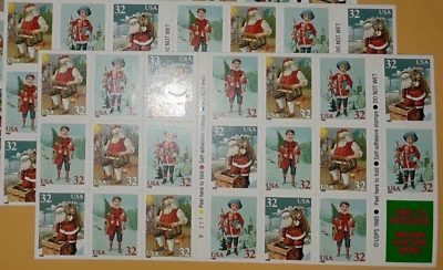 Two x 20 = 40 of CHRISTMAS SANTA & CHILDREN 32¢ US Postage Stamps. USA 3008-3011 - Image 1 of 4