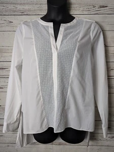 Blusa BCBGeneration Talla Grande Blanca Encaje Frente L/S Alta Baja Hemline Nueva con Etiquetas - Imagen 1 de 12