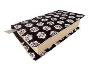 New Standard Paperback Book Cover Black, Gray & Metallic Gold Rose Print Fabric - Picture 1 of 4