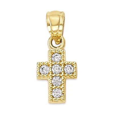 Colgante Cruz Circonita C Oro Sólido 14K - Collar Religioso para Mujer Foto 1 de 4