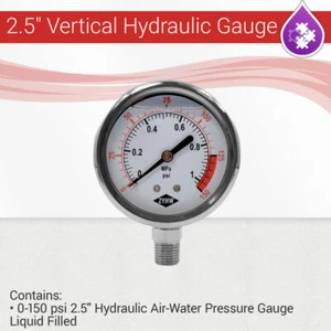 Medidor de presión de aire/agua hidráulico Max Water 0-150 psi 2,5" lleno de aceite 1/4 NPT - Imagen 1 de 1