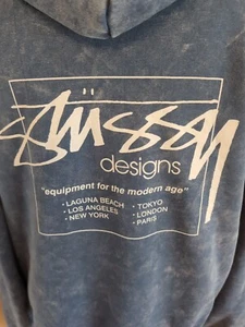 Stussy Hoodie Blau Twin Spellout Pullover Kapuzenpullover XL S1361 - Bild 1 von 12