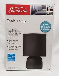 NEW SUNBEAM BLACK TABLE LAMP WITH LED BULB WARM AMBIENT LIGHT ENERGY STAR RATED 