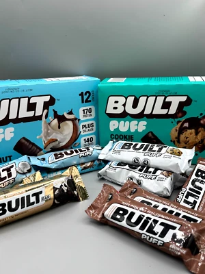 48 Built & Built Puff Protein Bars, COOKIE Dough chunk/ Coconut/ Brownie, 1.41oz - Image 1 of 3
