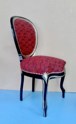 Antique Chair Newly Upholstered Covered, Wood In Black / Gold Baroque Art Deco - Image 1 of 4