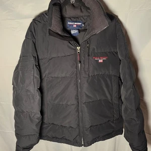 Polo Sport Ralph Lauren Y2K Black Puffer Jacket Men's Size Large Goose Down Fill - Picture 1 of 15