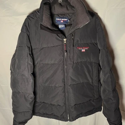 Polo Sport Ralph Lauren Y2K Black Puffer Jacket Men's Size Large Goose Down Fill - Image 1 of 4