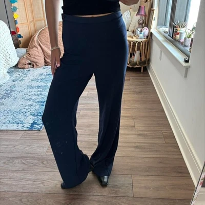 american apparel High waisted navy flowy wide leg pants size medium - Image 1 of 4