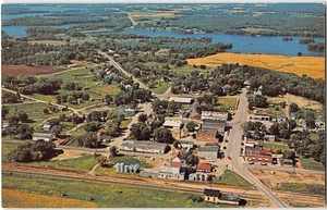 Luftaufnahme VERGAS, MINNESOTA Otter Tail County 1960er Chrom Vintage Postkarte - Bild 1 von 2